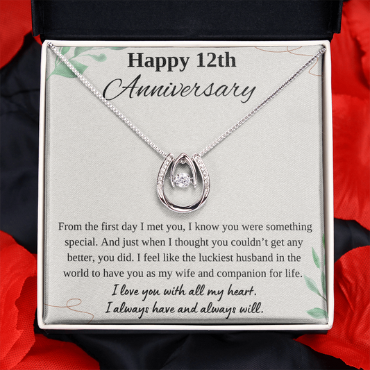 Happy 12th Anniversary Horseshoe Necklace