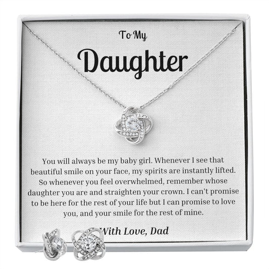 Daughter Baby Girl Love Knot Earring & Necklace Set