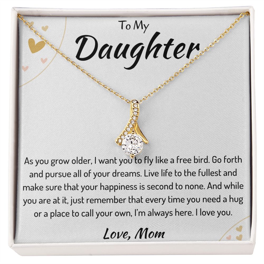 To My Daughter Ribbon Necklace From Mom