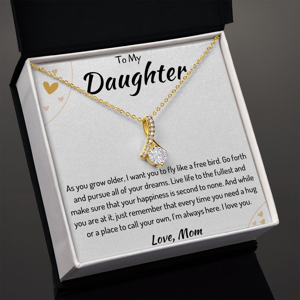 To My Daughter Ribbon Necklace From Mom