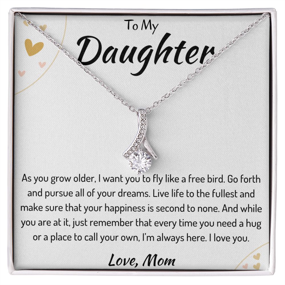 To My Daughter Ribbon Necklace From Mom