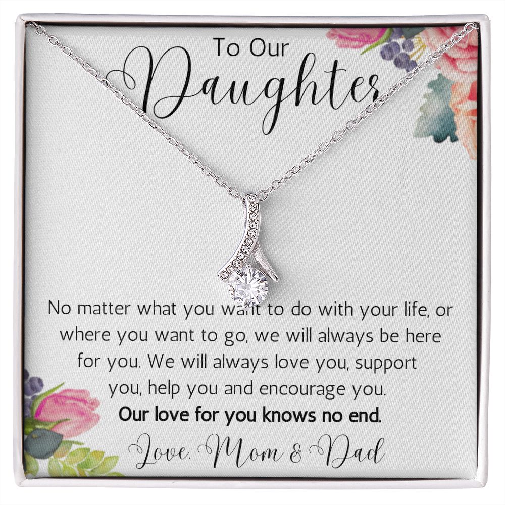 To Our Daughter Ribbon Necklace from Mom and Dad