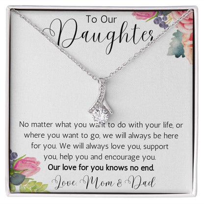 To Our Daughter Ribbon Necklace from Mom and Dad