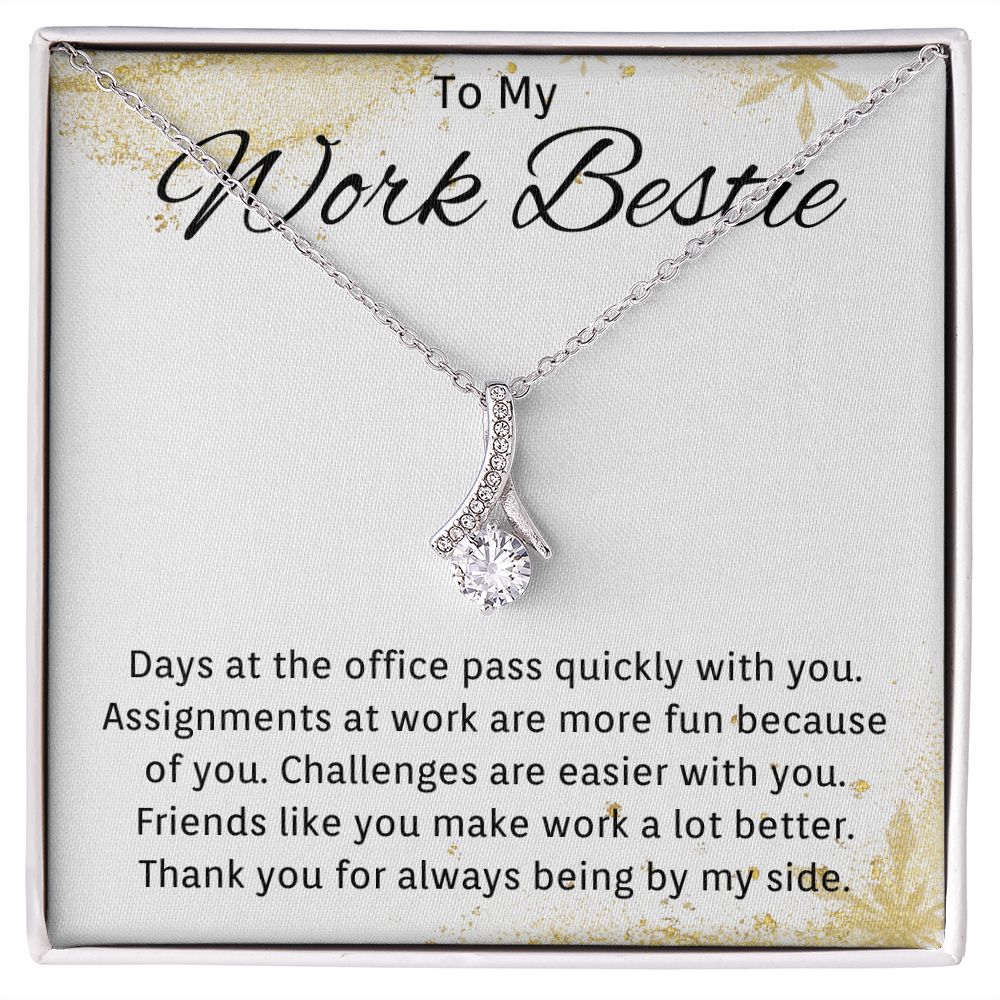 To My Work Bestie Ribbon Necklace