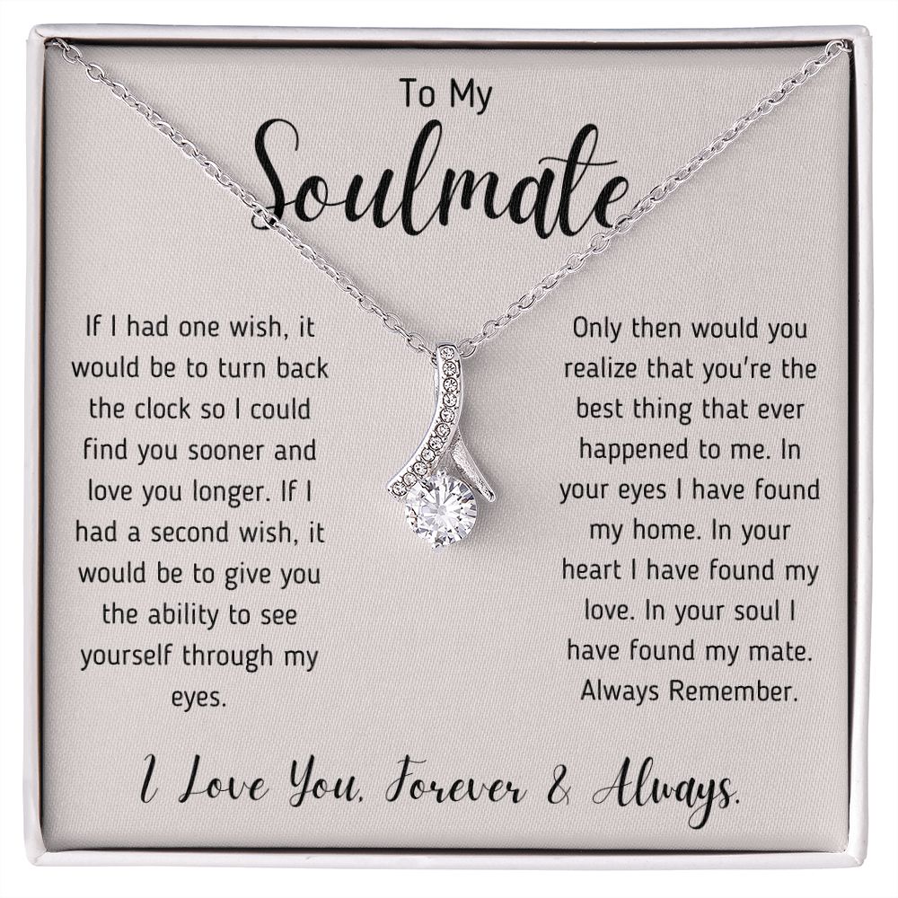 To My Soulmate Ribbon Necklace Gift