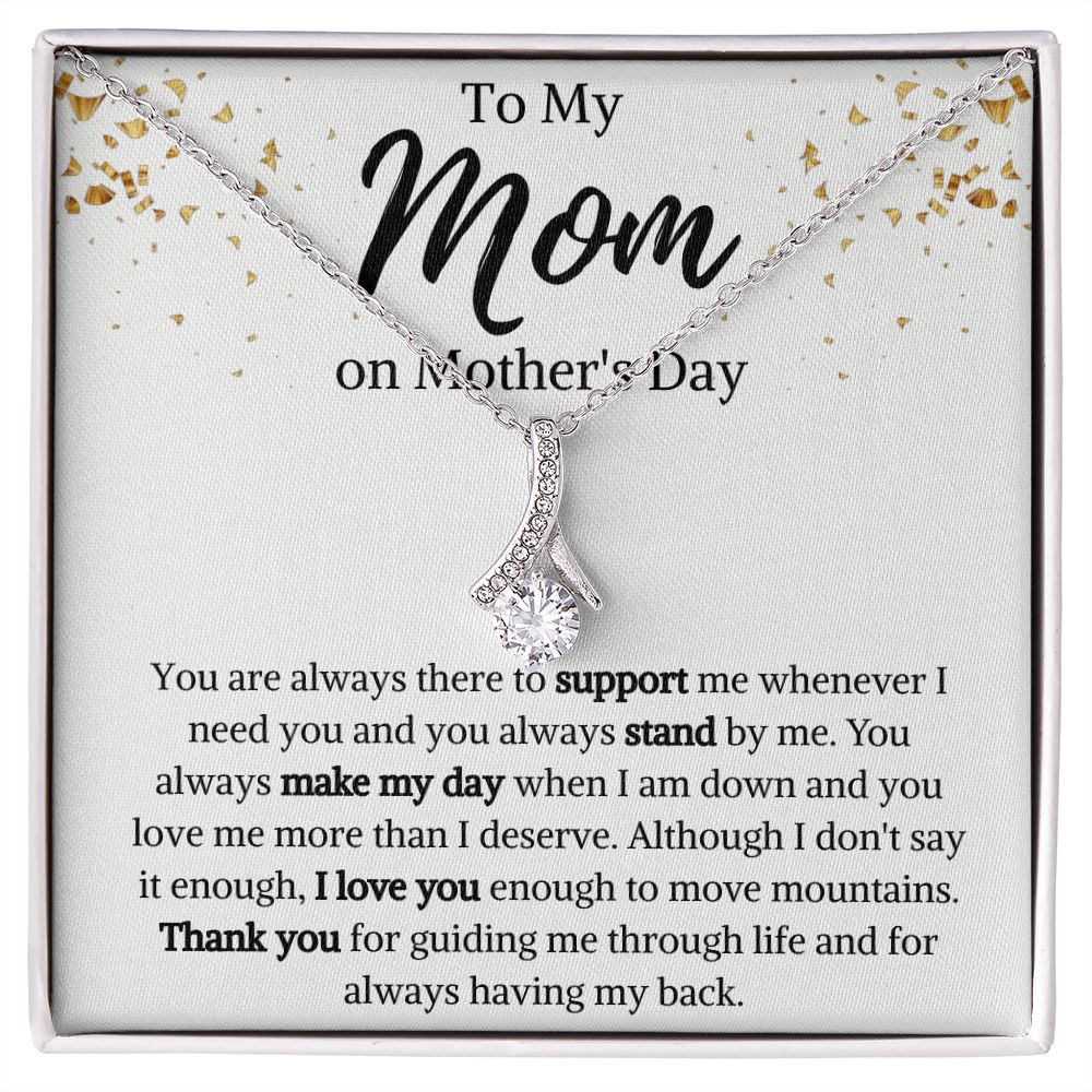 To My Mom on Mother's Day Ribbon Necklace