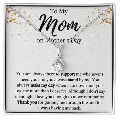 To My Mom on Mother's Day Ribbon Necklace