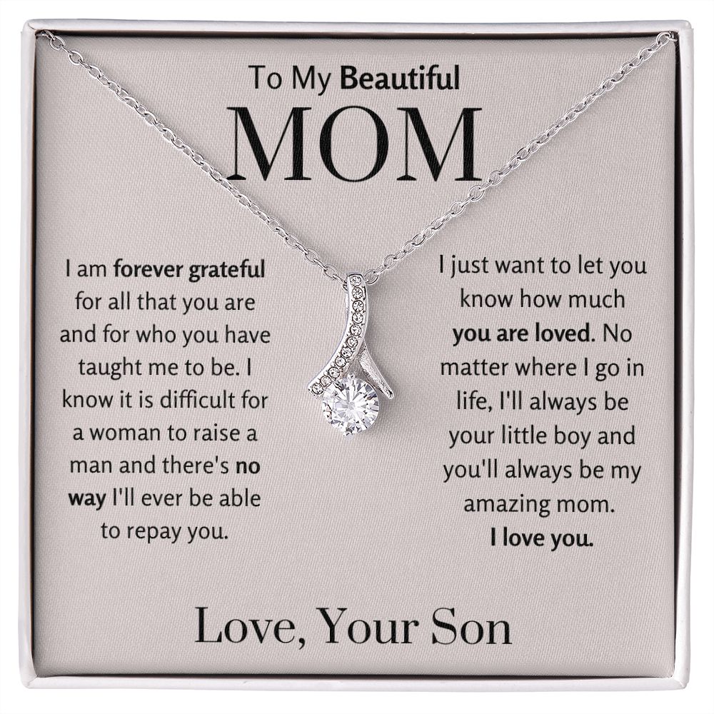 To My Beautiful Mom from Son Necklace