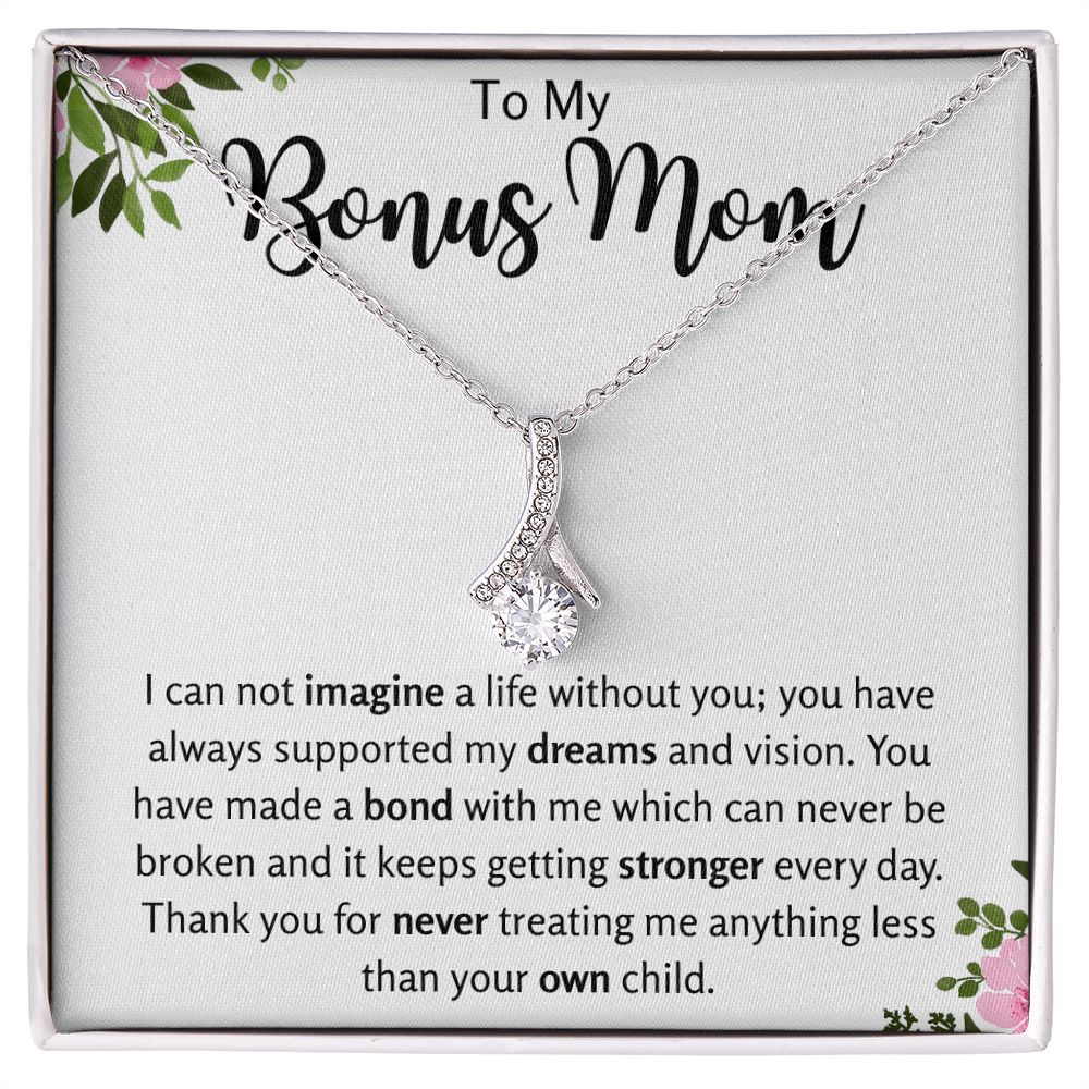 To My Bonus Mom Ribbon Necklace