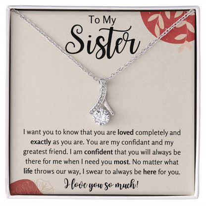 To My Sister Ribbon Necklace Gift