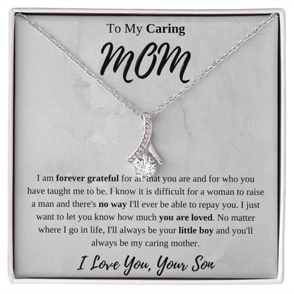 To My Caring Mom Ribbon Necklace