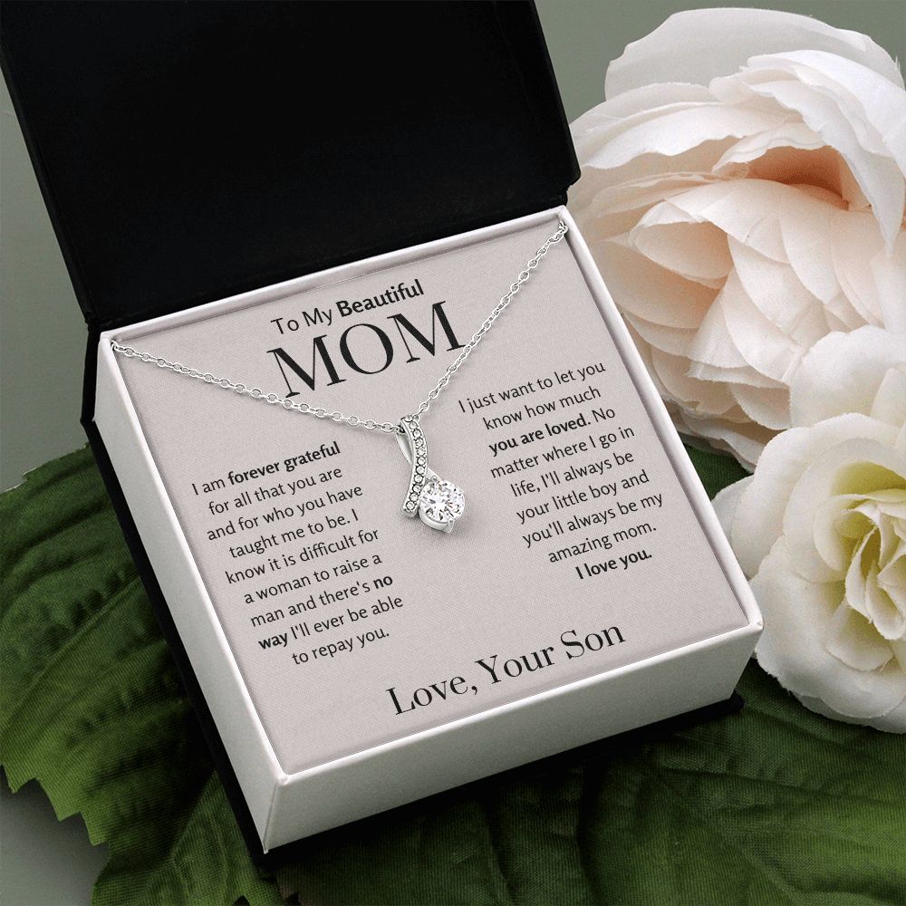 To My Beautiful Mom from Son Necklace