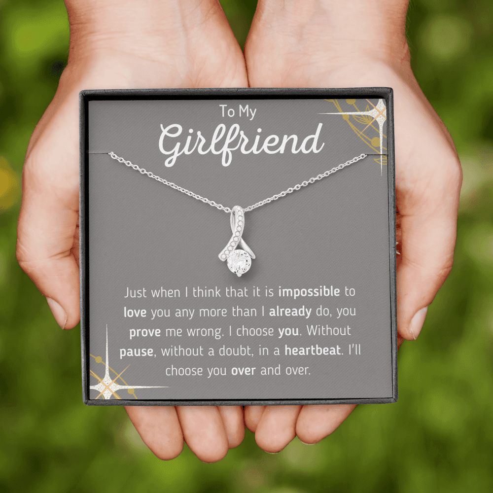 To My Girlfriend Ribbon Necklace