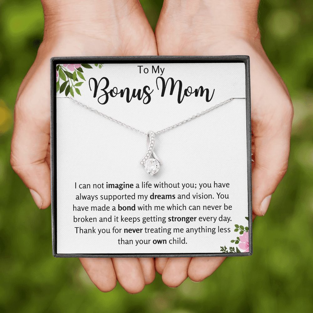 To My Bonus Mom Ribbon Necklace