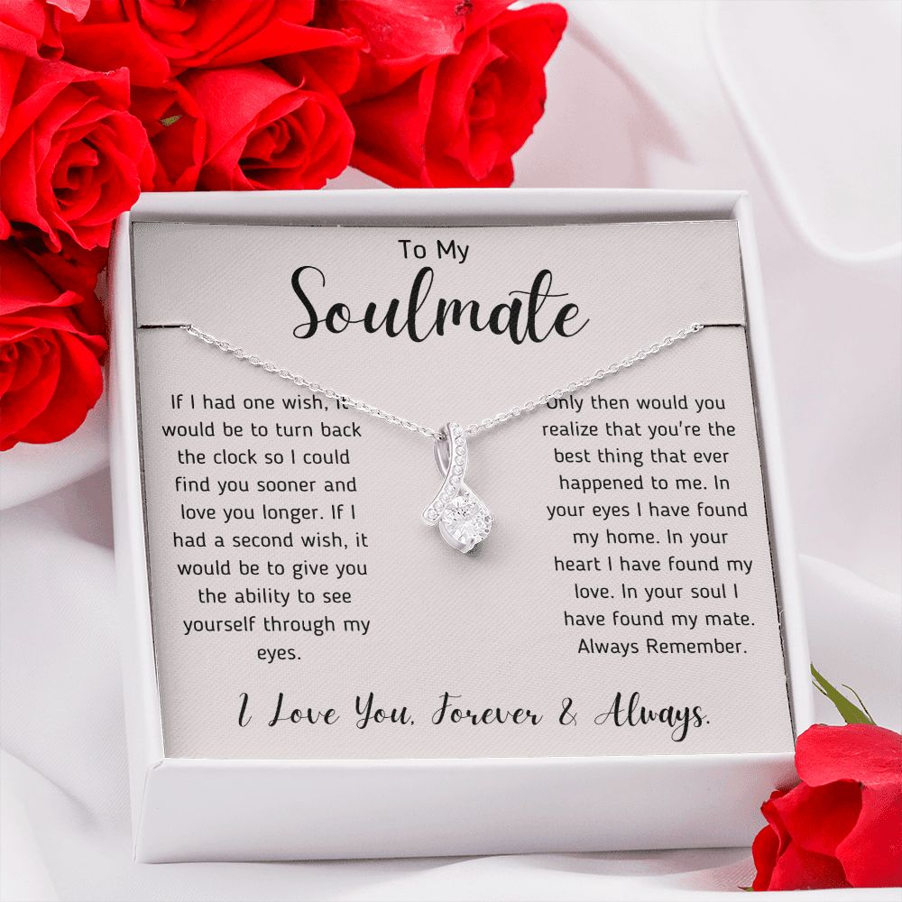 To My Soulmate Ribbon Necklace Gift