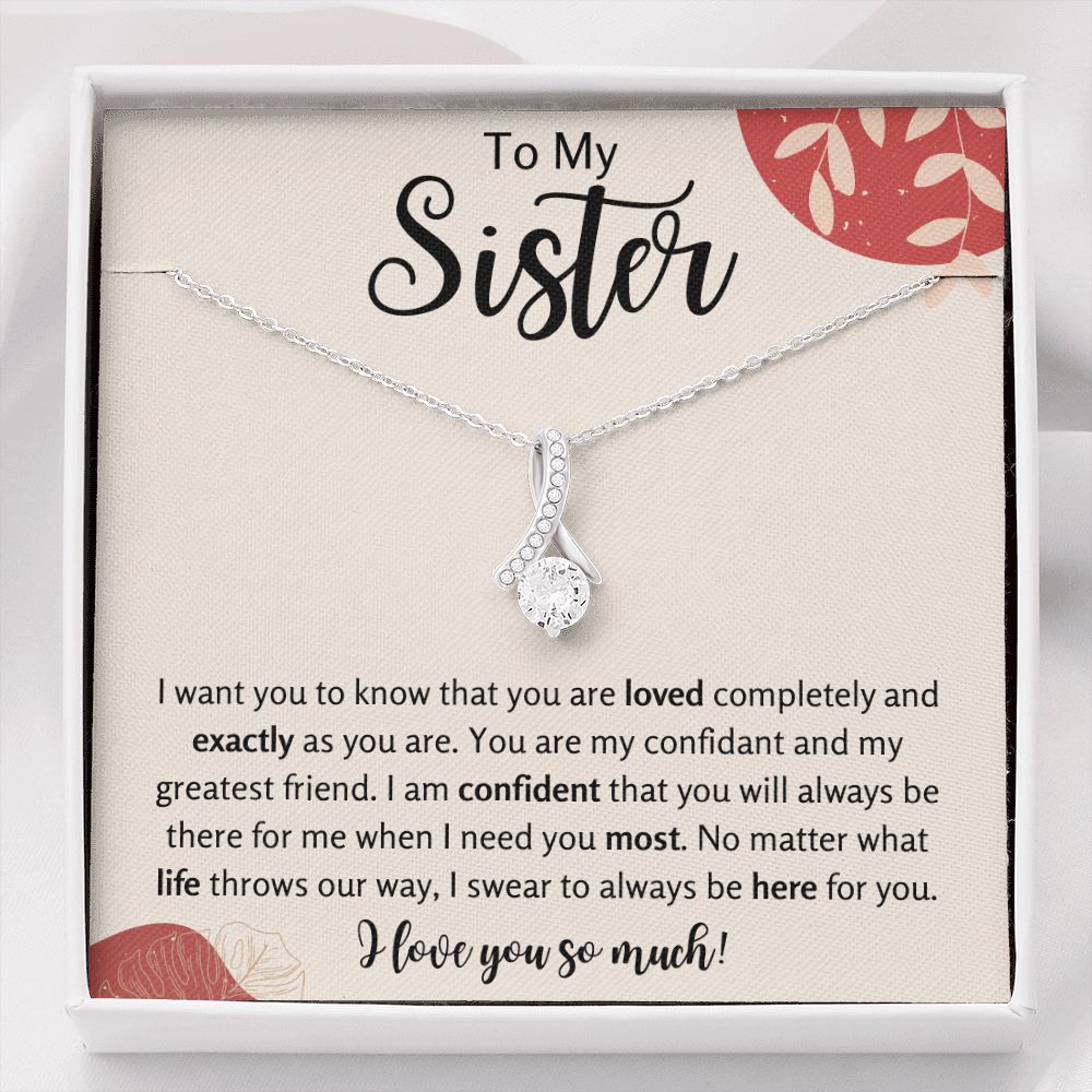 To My Sister Ribbon Necklace Gift