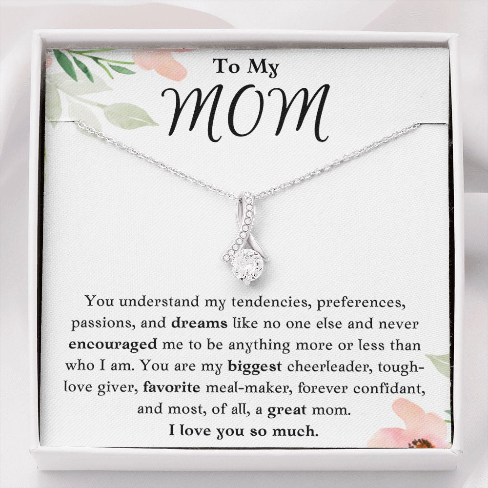 To My Mom Ribbon Necklace Gift