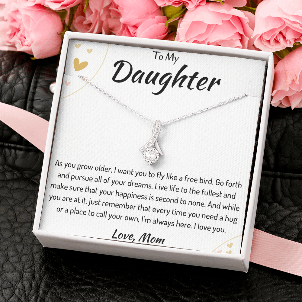 To My Daughter Ribbon Necklace From Mom