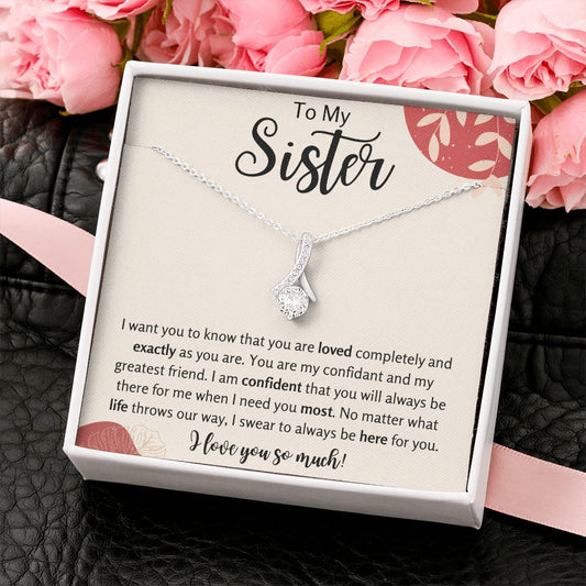 To My Sister Ribbon Necklace Gift