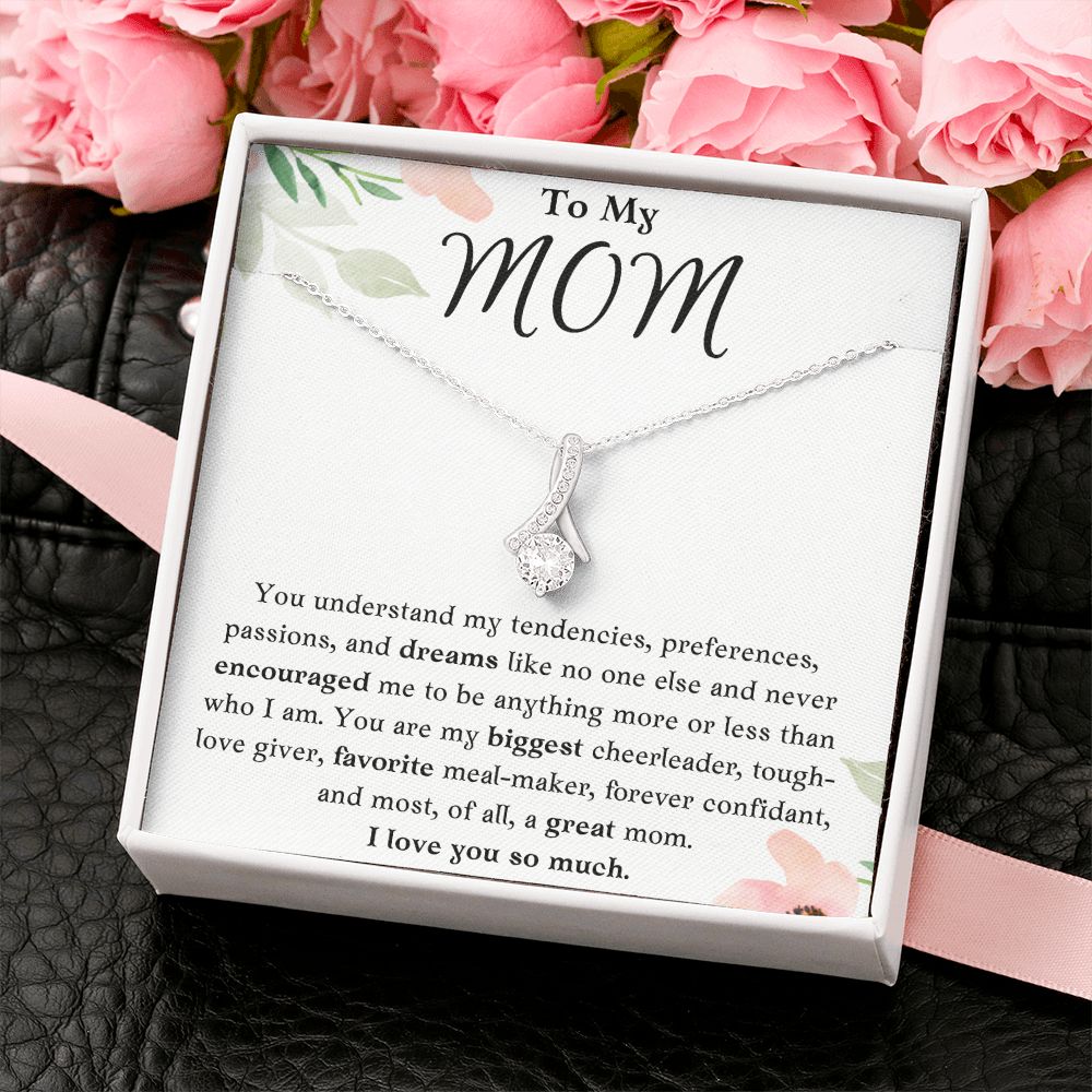 To My Mom Ribbon Necklace Gift