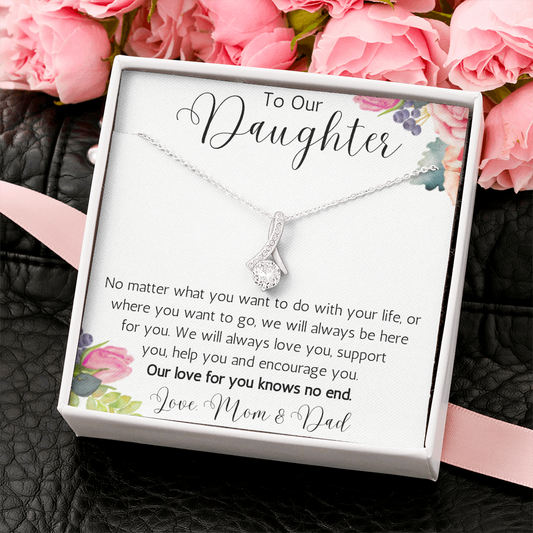 To Our Daughter Ribbon Necklace from Mom and Dad