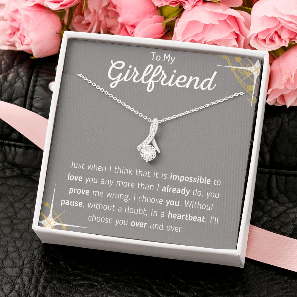 To My Girlfriend Ribbon Necklace