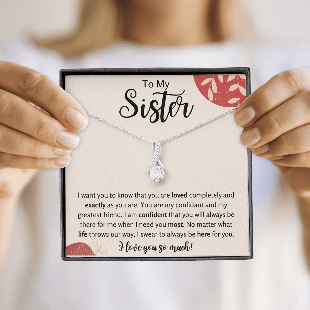 To My Sister Ribbon Necklace Gift