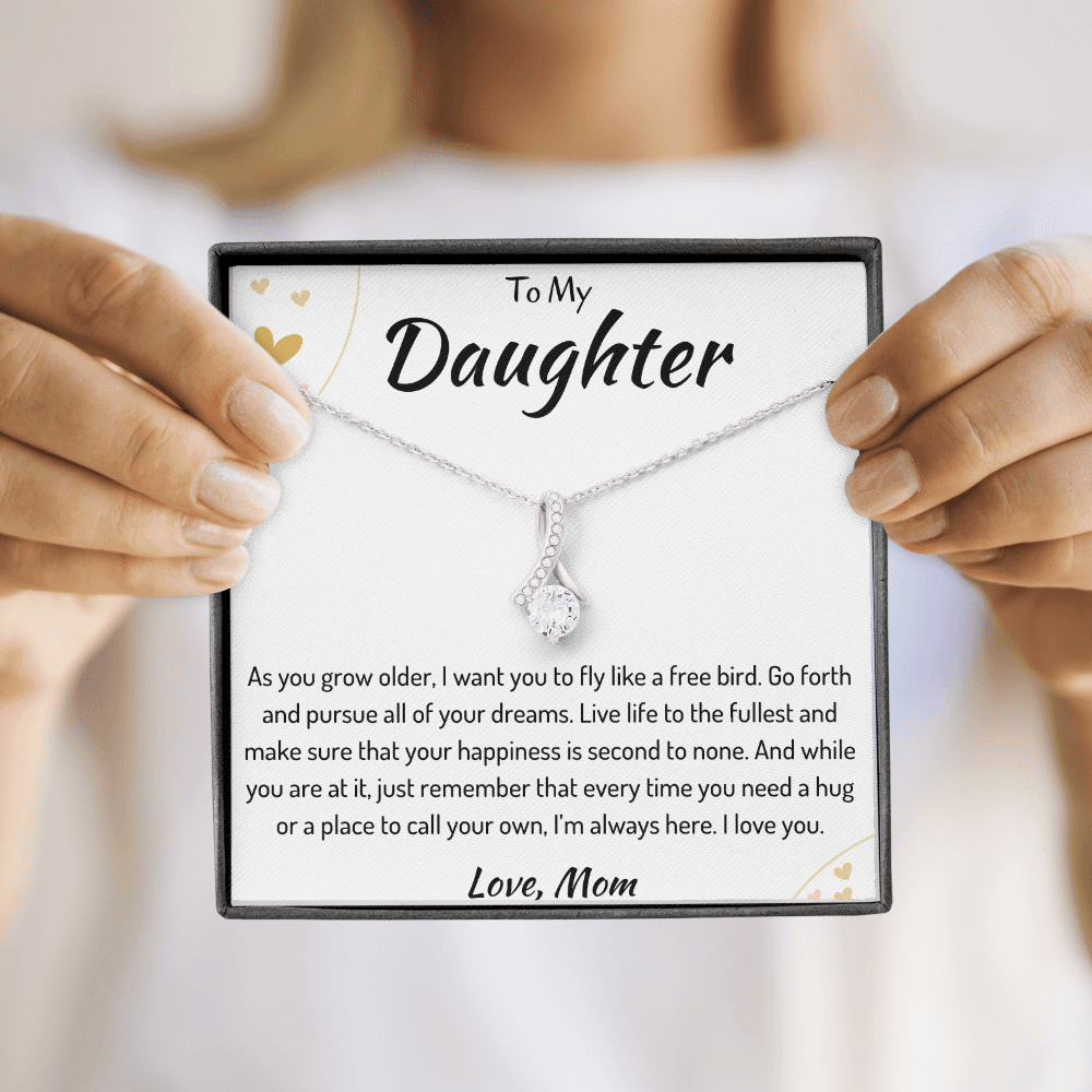 To My Daughter Ribbon Necklace From Mom