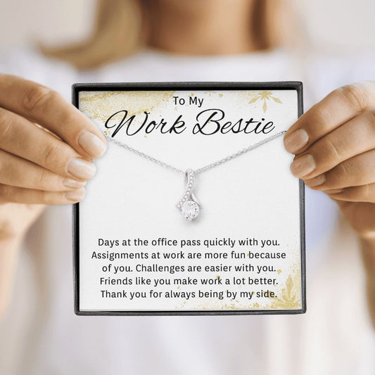 To My Work Bestie Ribbon Necklace