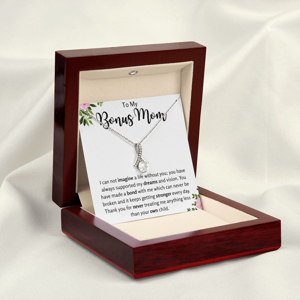 To My Bonus Mom Ribbon Necklace