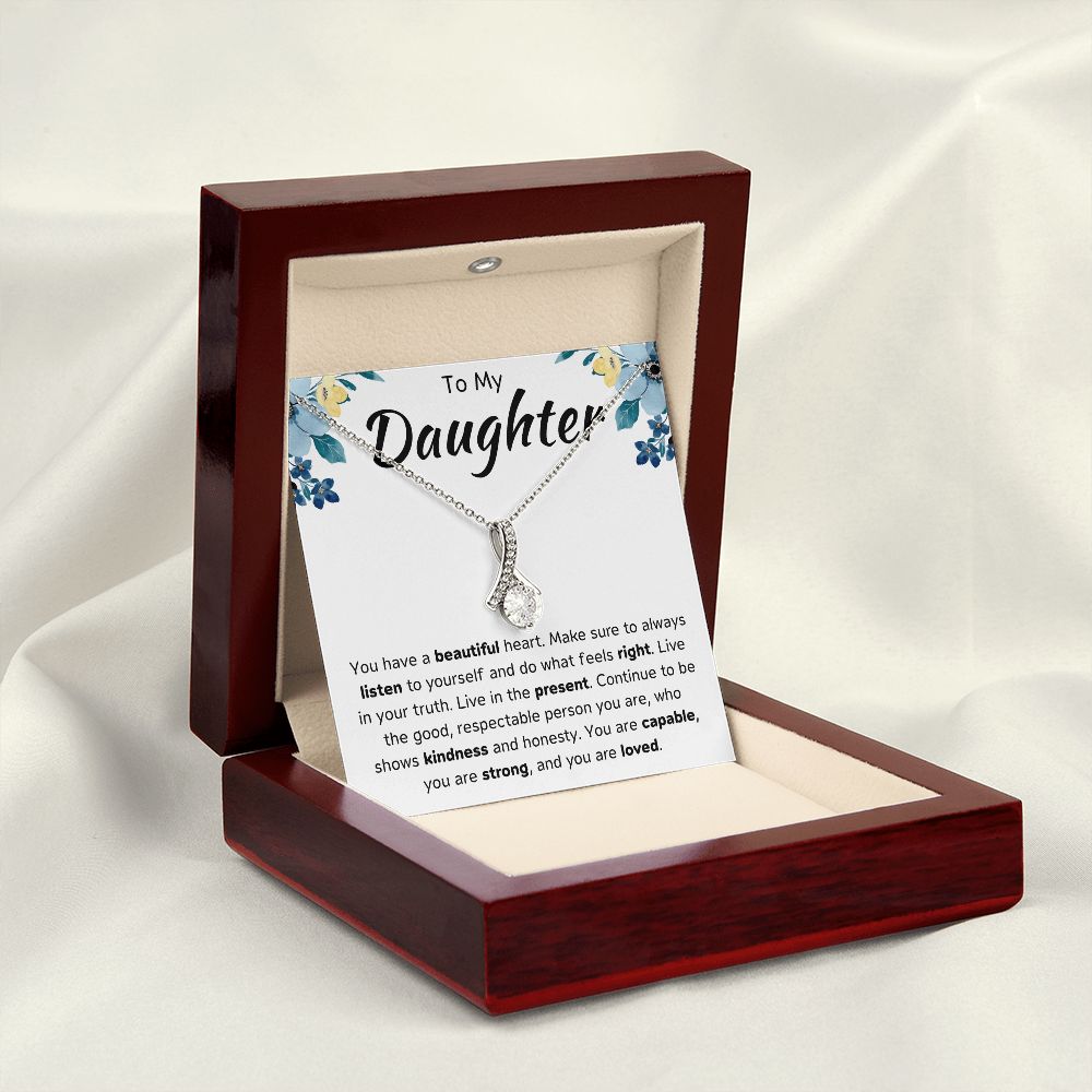 To My Daughter Ribbon Necklace Gift