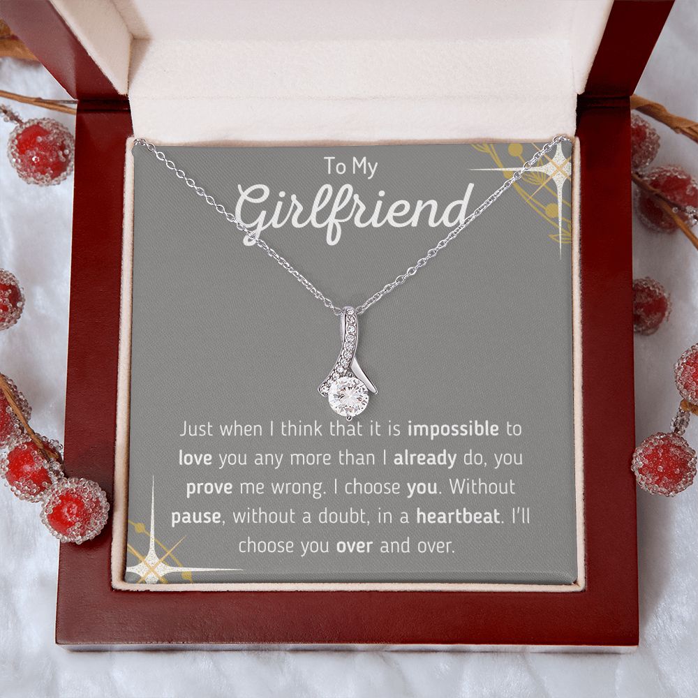 To My Girlfriend Ribbon Necklace