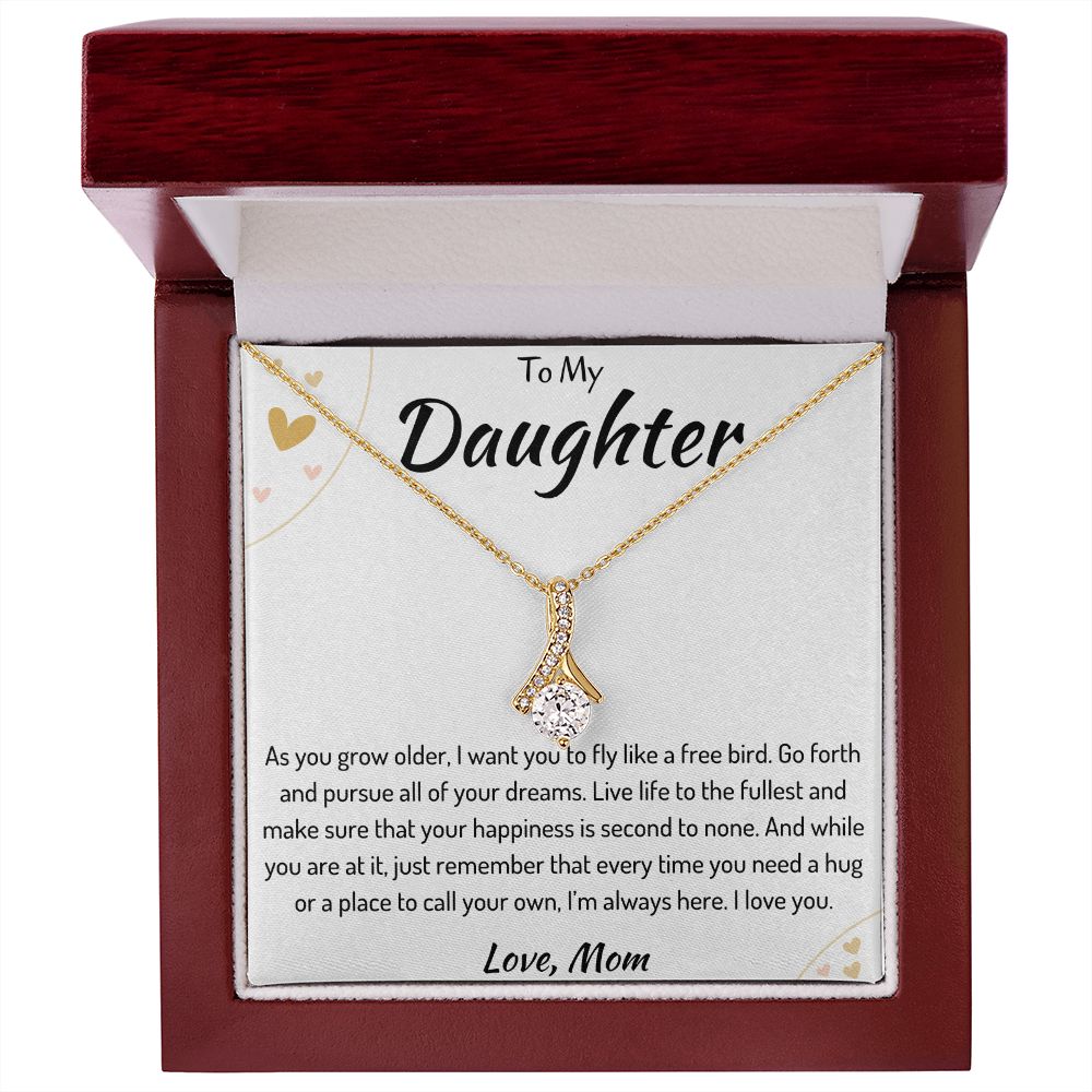 To My Daughter Ribbon Necklace From Mom