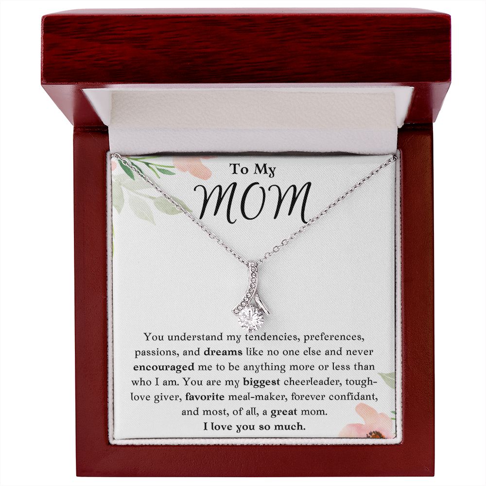 To My Mom Ribbon Necklace Gift