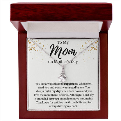 To My Mom on Mother's Day Ribbon Necklace