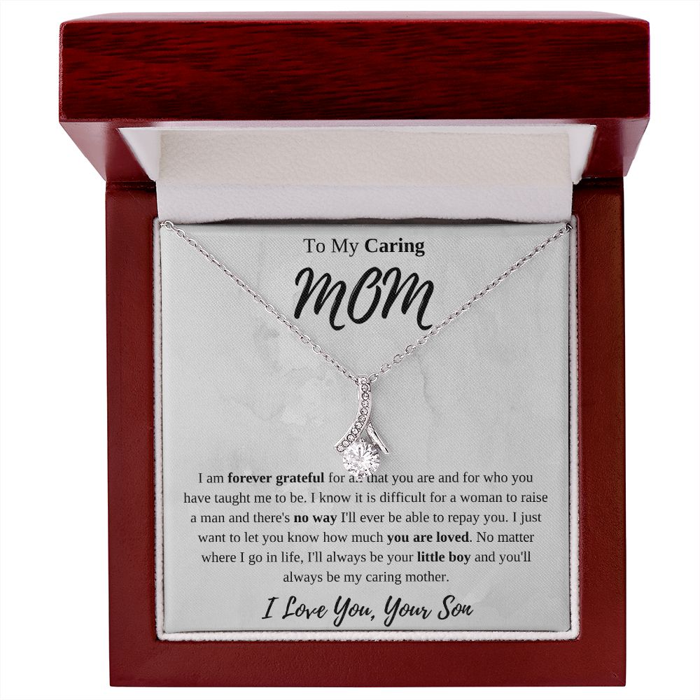 To My Caring Mom Ribbon Necklace