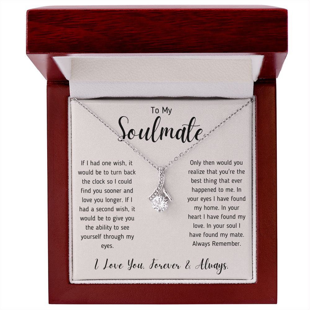 To My Soulmate Ribbon Necklace Gift