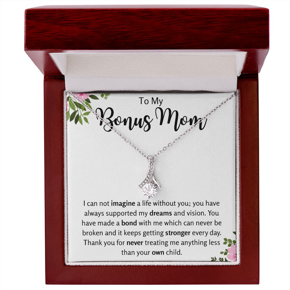 To My Bonus Mom Ribbon Necklace