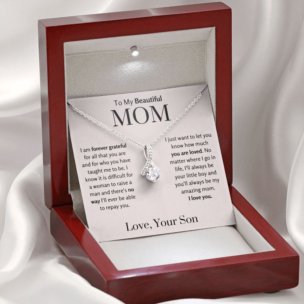 To My Beautiful Mom from Son Necklace