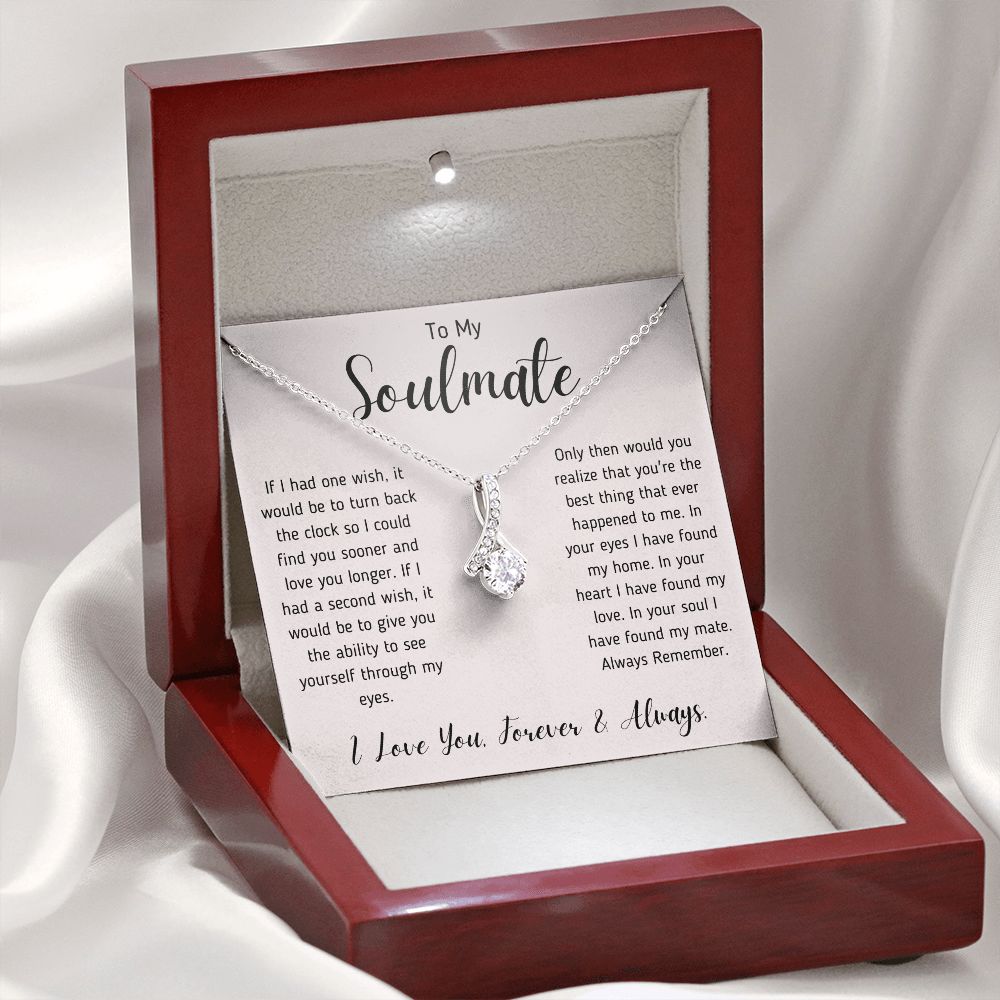 To My Soulmate Ribbon Necklace Gift