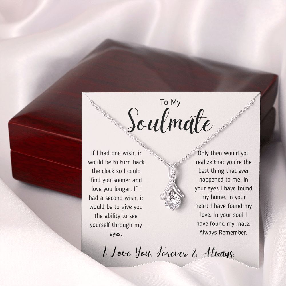 To My Soulmate Ribbon Necklace Gift