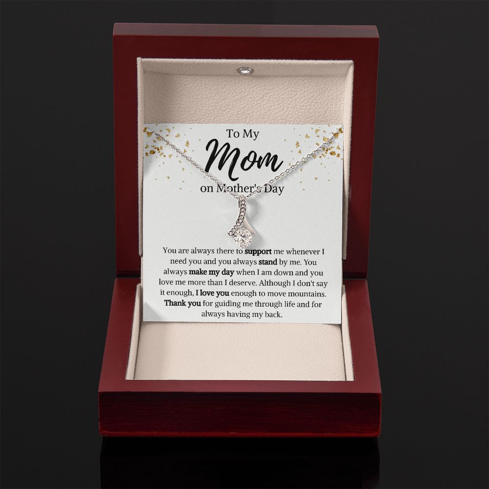 To My Mom on Mother's Day Ribbon Necklace