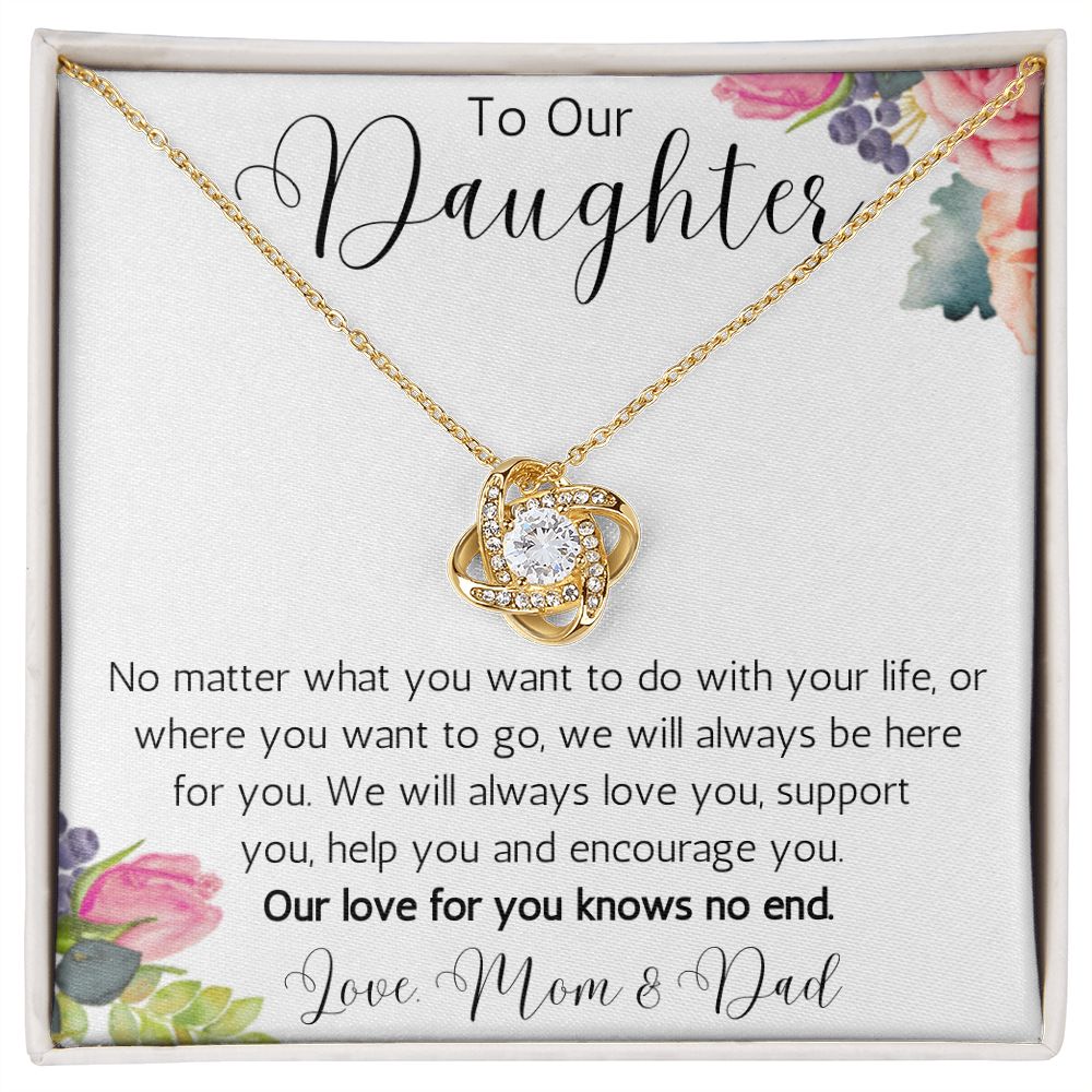 To Our Daughter Love Knot Necklace from Mom and Dad