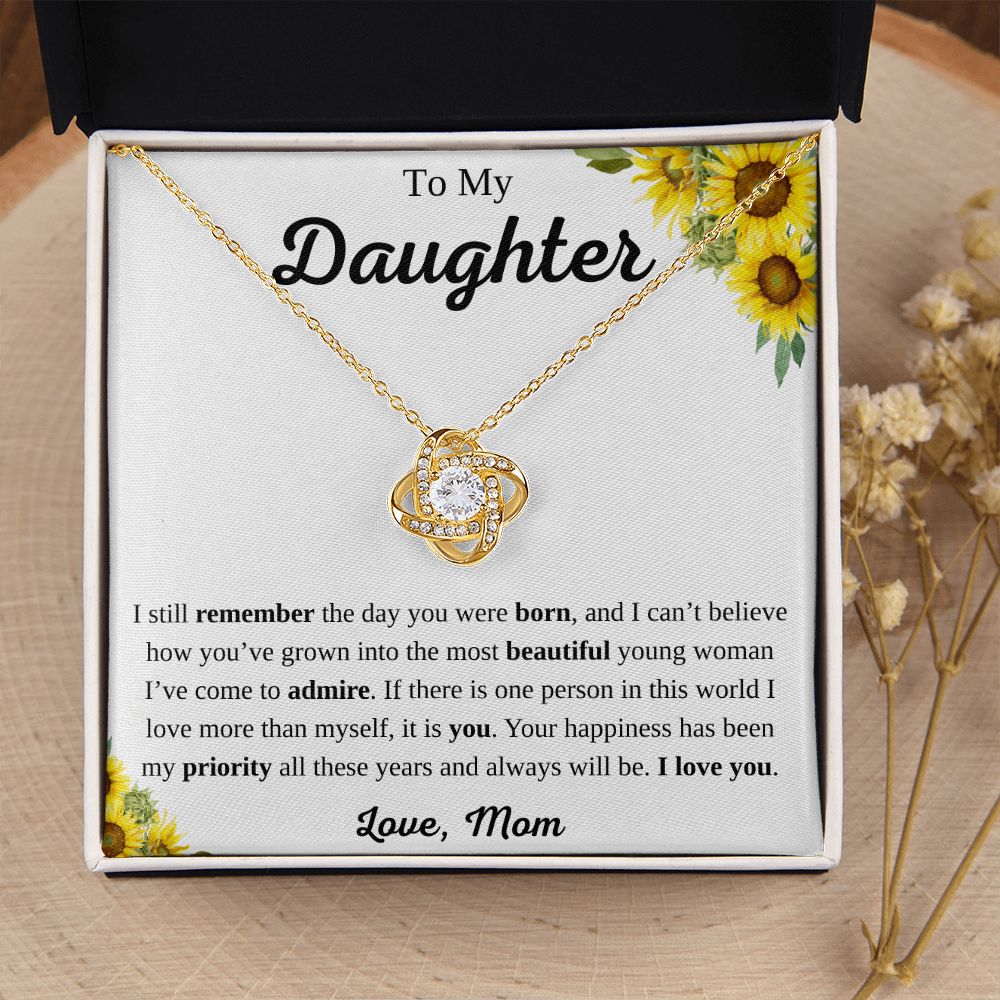 To My Daughter Love Knot Necklace from Mom