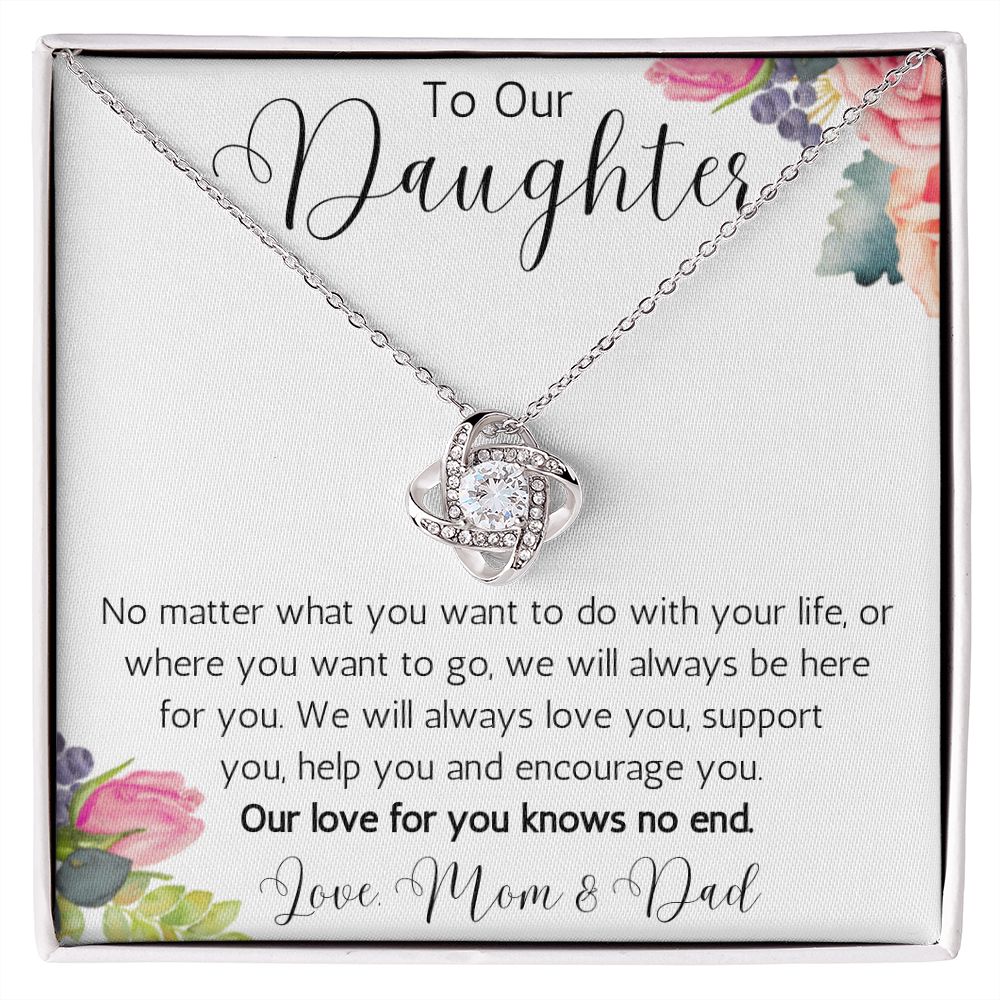 To Our Daughter Love Knot Necklace from Mom and Dad