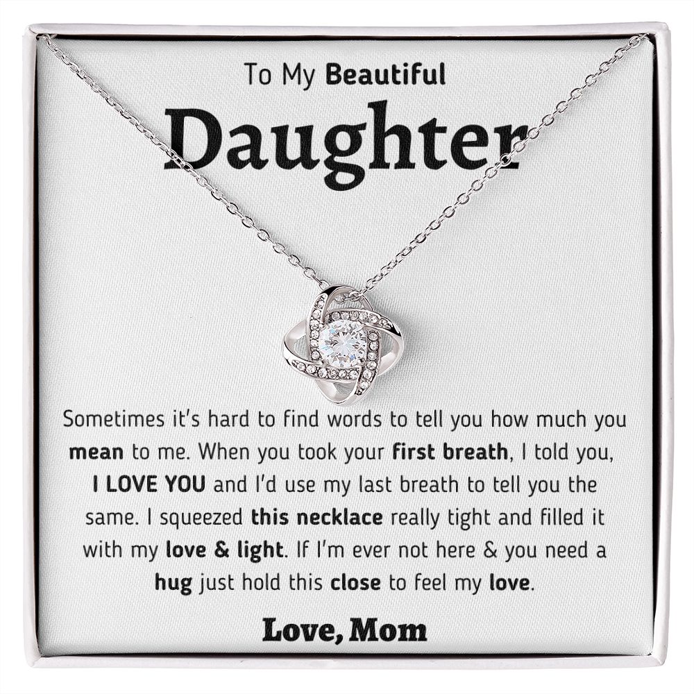 To My Beautiful Daughter Love Knot Necklace