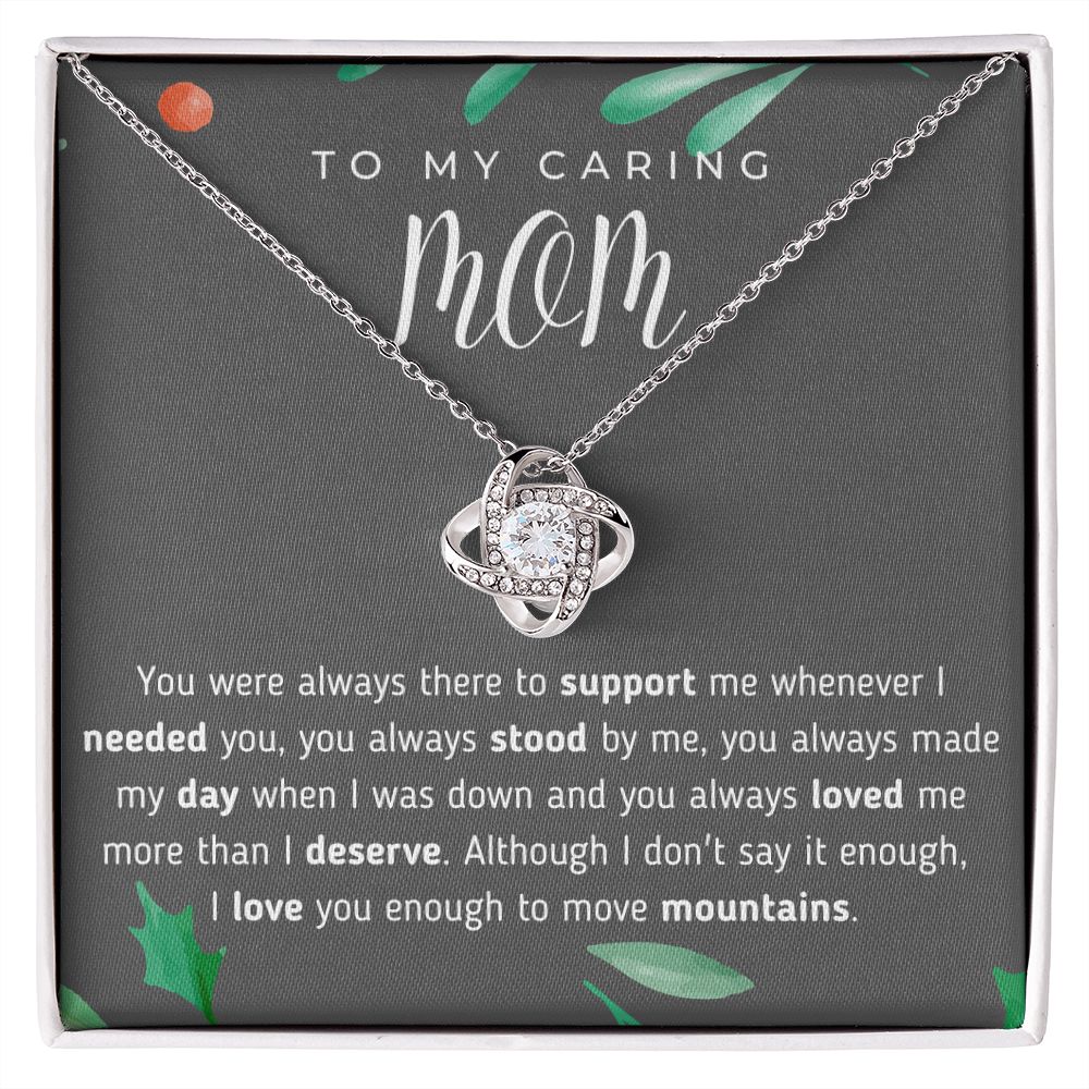 To My Caring Mom Love Knot Necklace