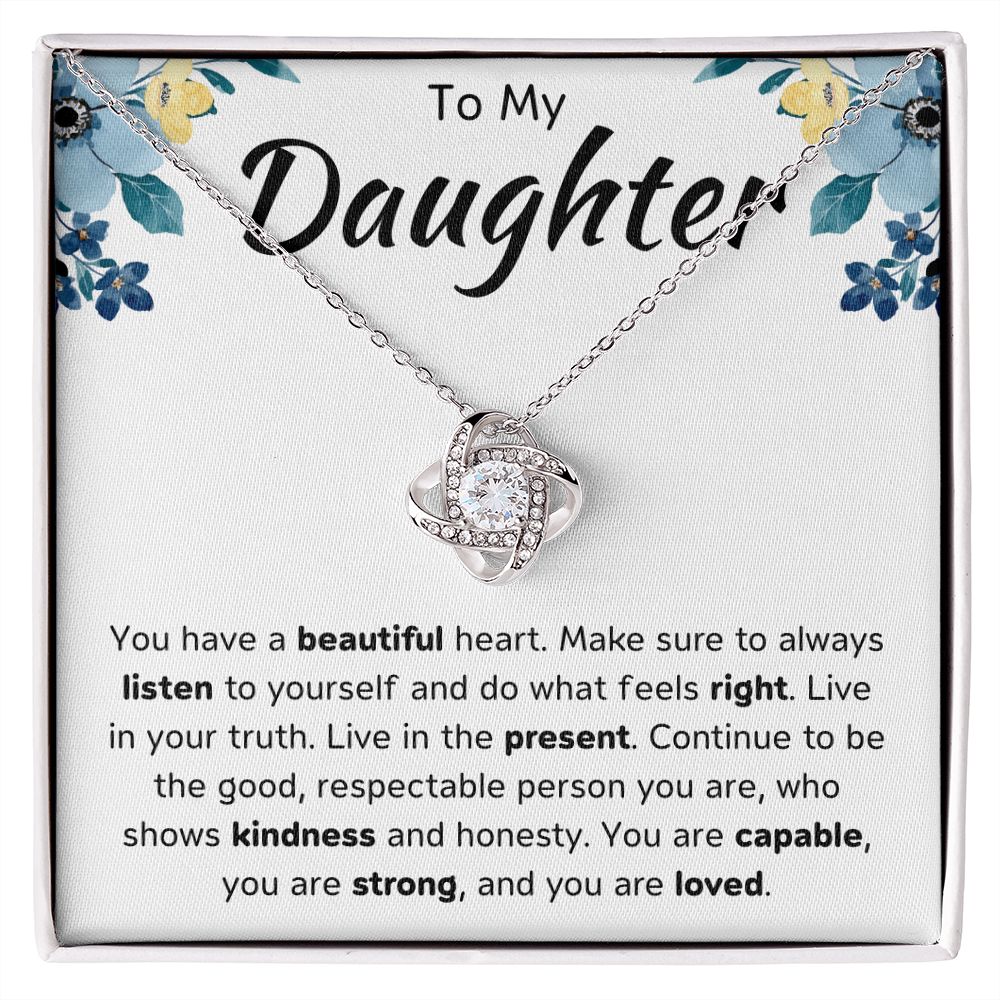 To My Daughter Love Knot Necklace Gift