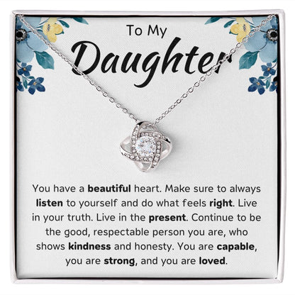 To My Daughter Love Knot Necklace Gift