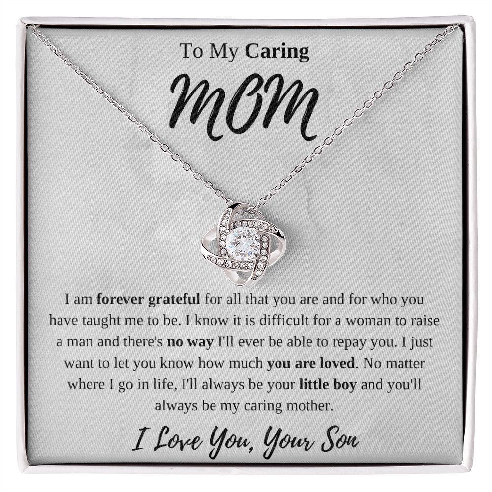 To My Caring Mom Love Knot Necklace